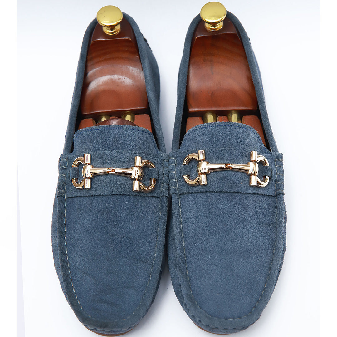 Leather Loafer Suede Blue - PL02
