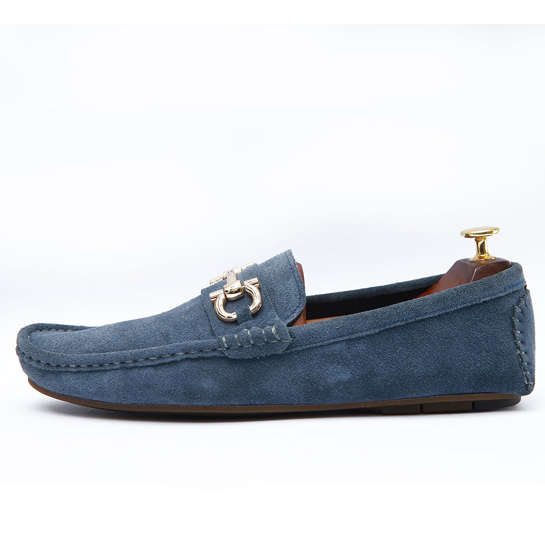 Leather Loafer Suede Blue - PL02